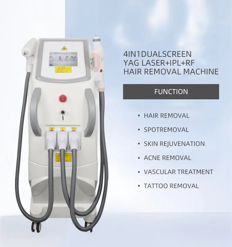 Tattoo Removal Machine Laser Hair Removal Machine 3 in 1 Vertical nd Yag Permanent OPT Ipl Shr Hair Removal