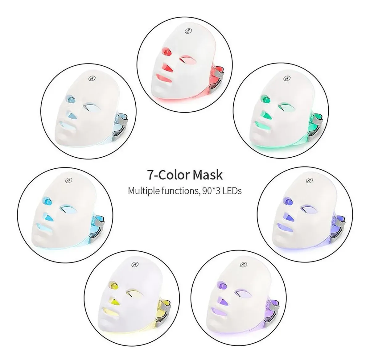7 Colors LED Photon Light Therapy Facial Mask PDT Face Mask Beauty Device for Acne Treatment Skin Rejuvenation Wrinkle Remover