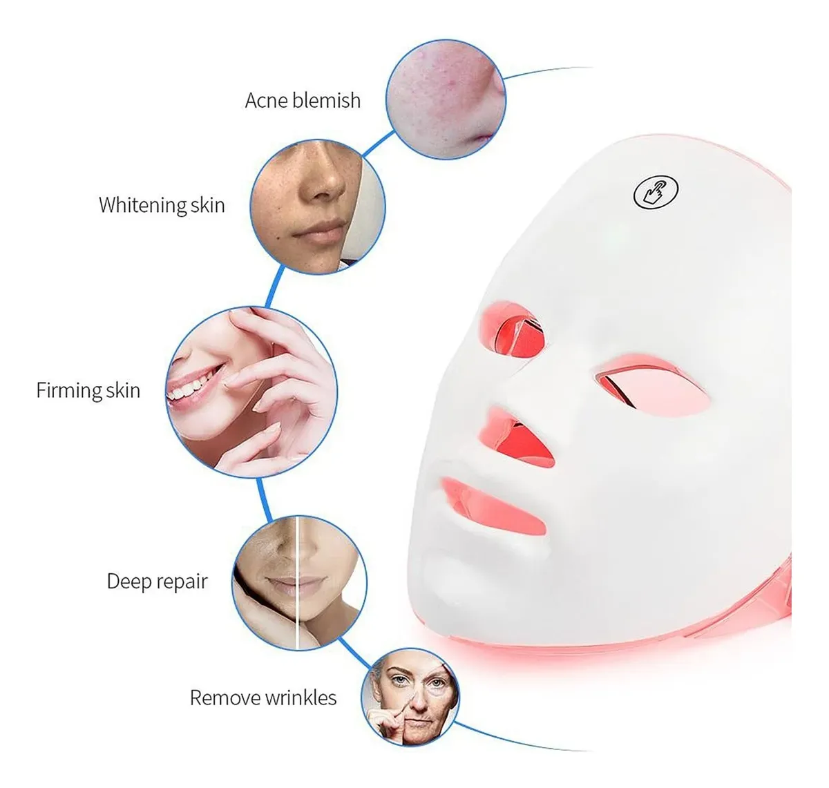 7 Colors LED Photon Light Therapy Facial Mask PDT Face Mask Beauty Device for Acne Treatment Skin Rejuvenation Wrinkle Remover