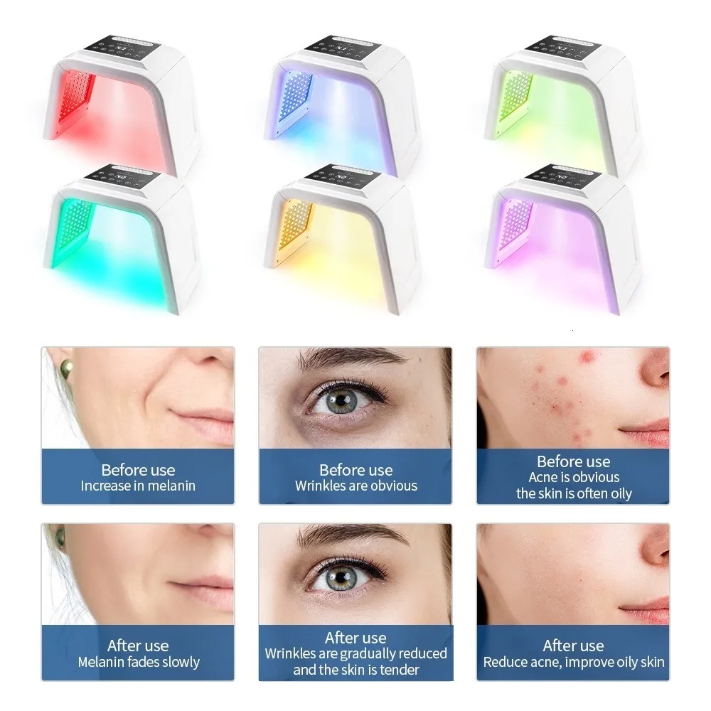 7 Color LED Face Mask - Skin Tightening, Anti-Wrinkle Facial Rejuvenation Device with Nano Spray Moisturizing Function
