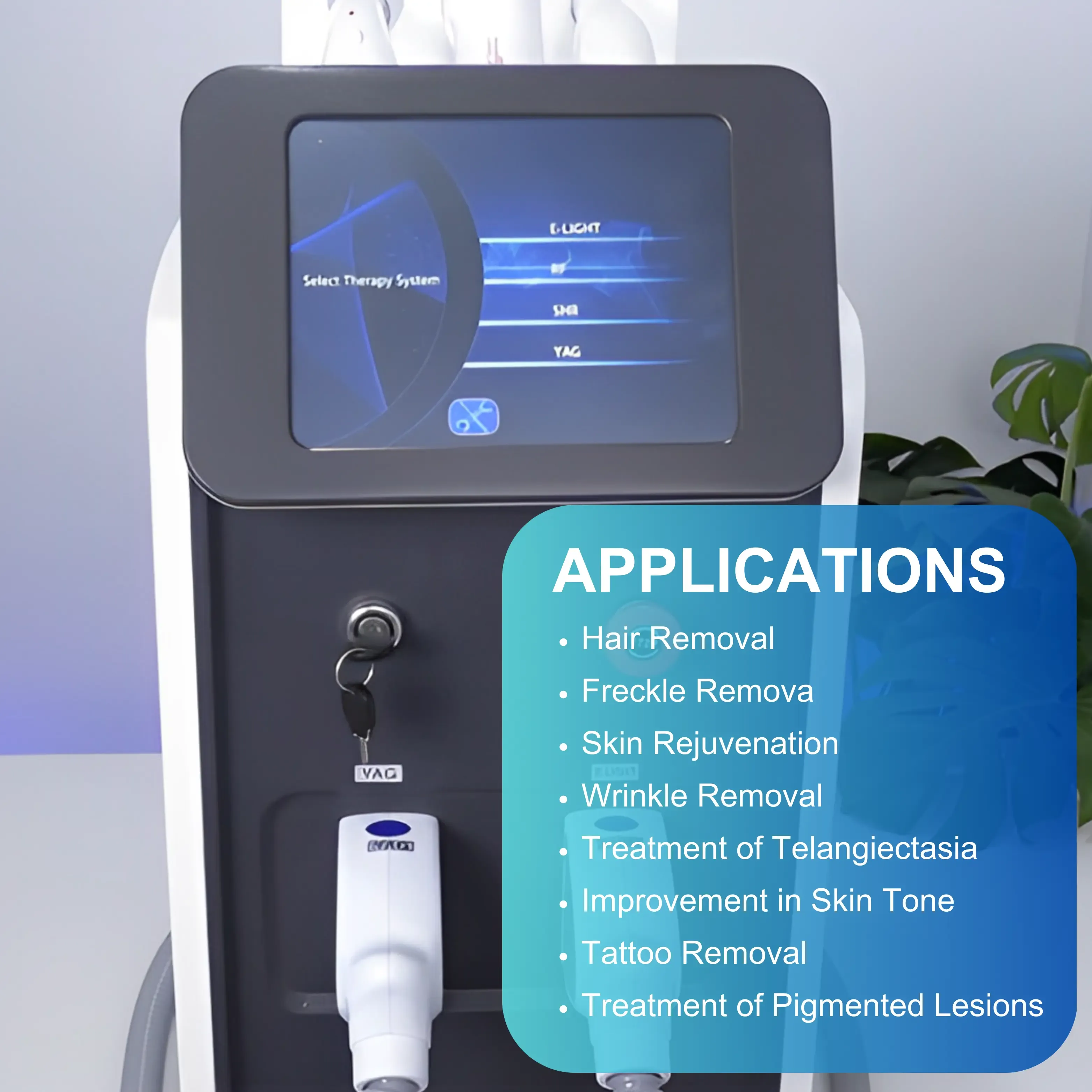 3-in-1 Laser Machine for Hair Removal + Tattoo Removal + E-Light Skin Rejuvenation