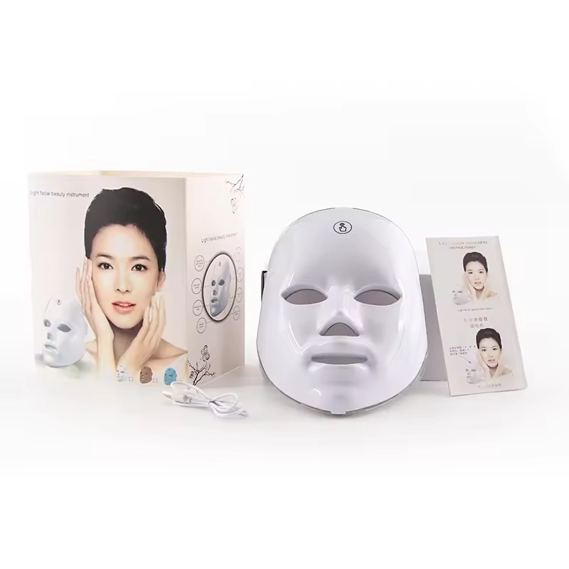 Led Light Therapy Facial Mask Black Led Red Light Therapy 7 Colors Silicon Red Light Therapy Face Mask