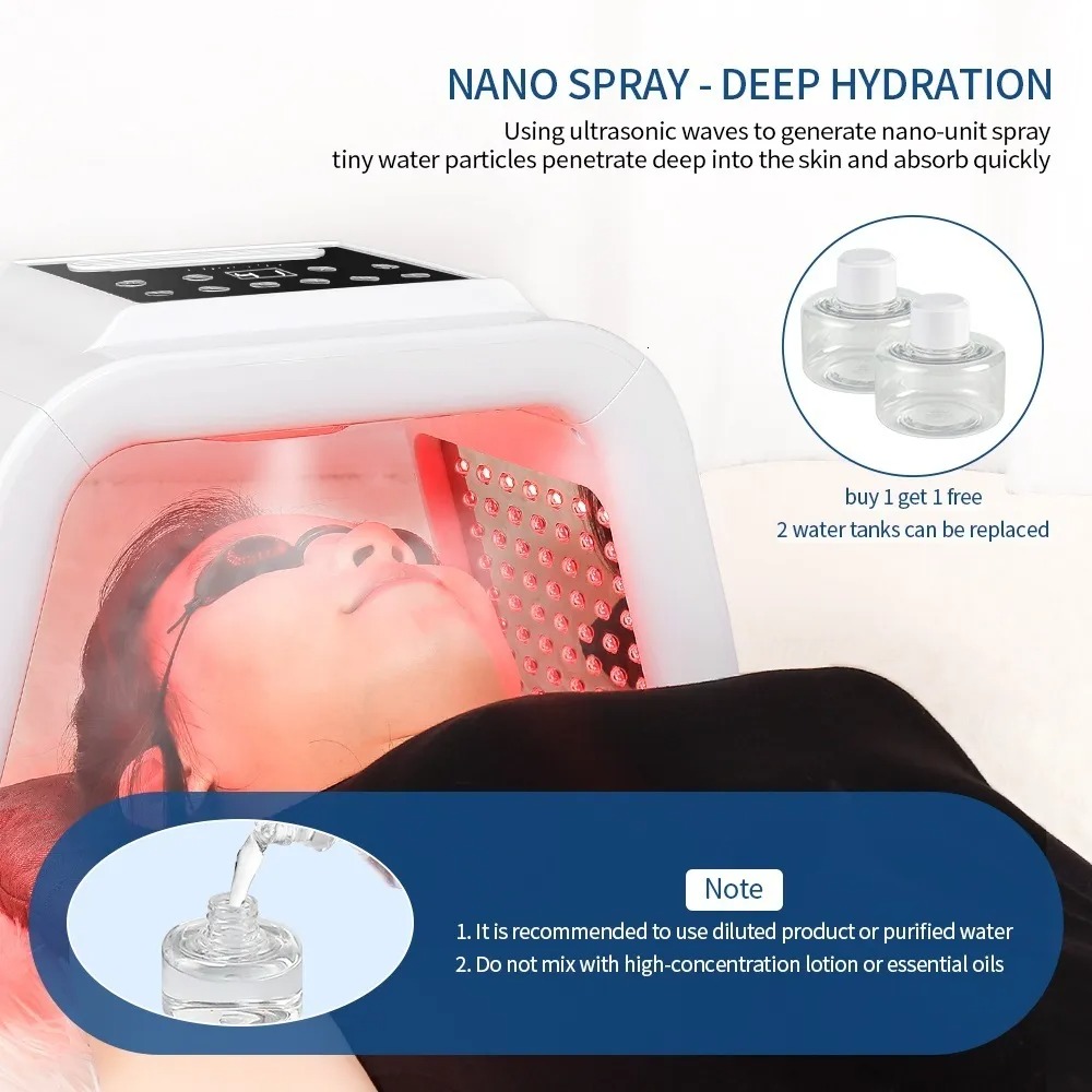 7 Color LED Face Mask - Skin Tightening, Anti-Wrinkle Facial Rejuvenation Device with Nano Spray Moisturizing Function