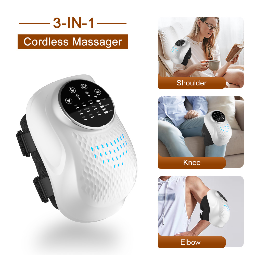 3-in-1 Cordless Joint Massager with Heat, Air Compression, Vibration, Infrared & Laser Therapy – For Shoulder, Knee & Elbow Relief