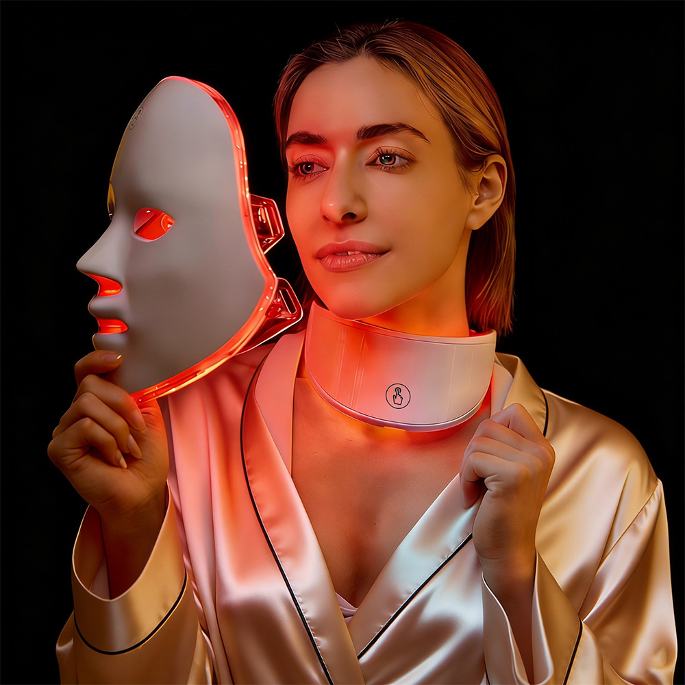 Face Mask Light 7 Colors Face and Neck Light Facial Skin Care Anti Aging Skin Tightening Wrinkles Toning Mask