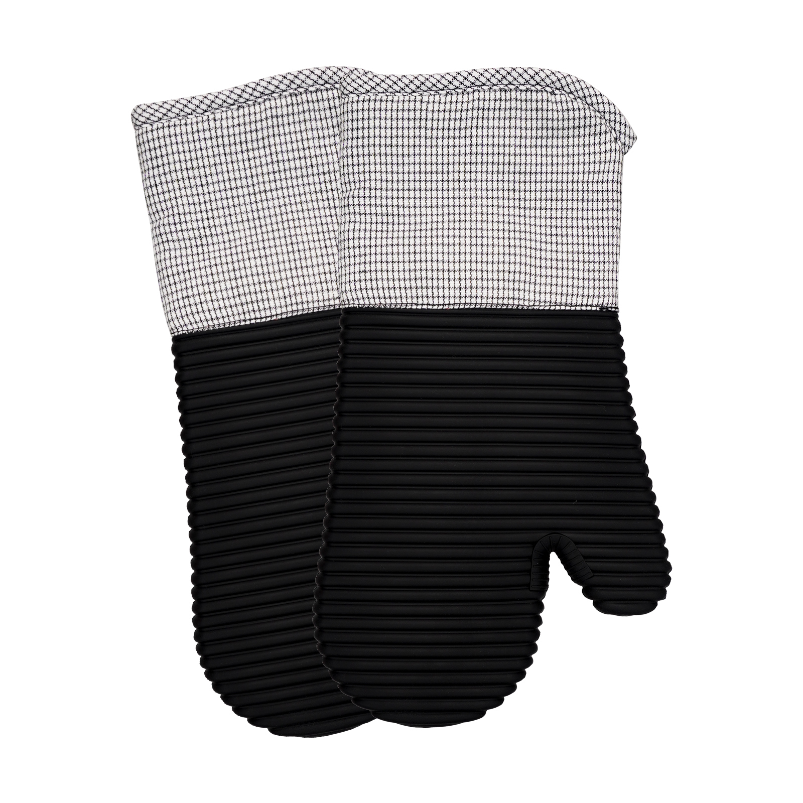 Black Silicone Oven Mitt – Heat Resistant, Non-Slip, Cotton Lined Kitchen Glove