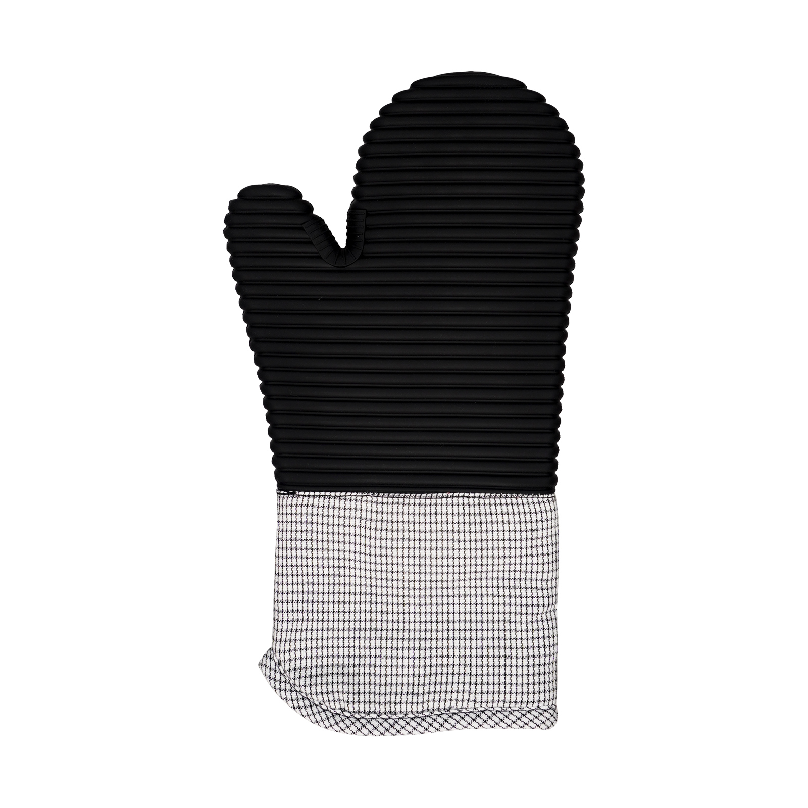 Black Silicone Oven Mitt – Heat Resistant, Non-Slip, Cotton Lined Kitchen Glove