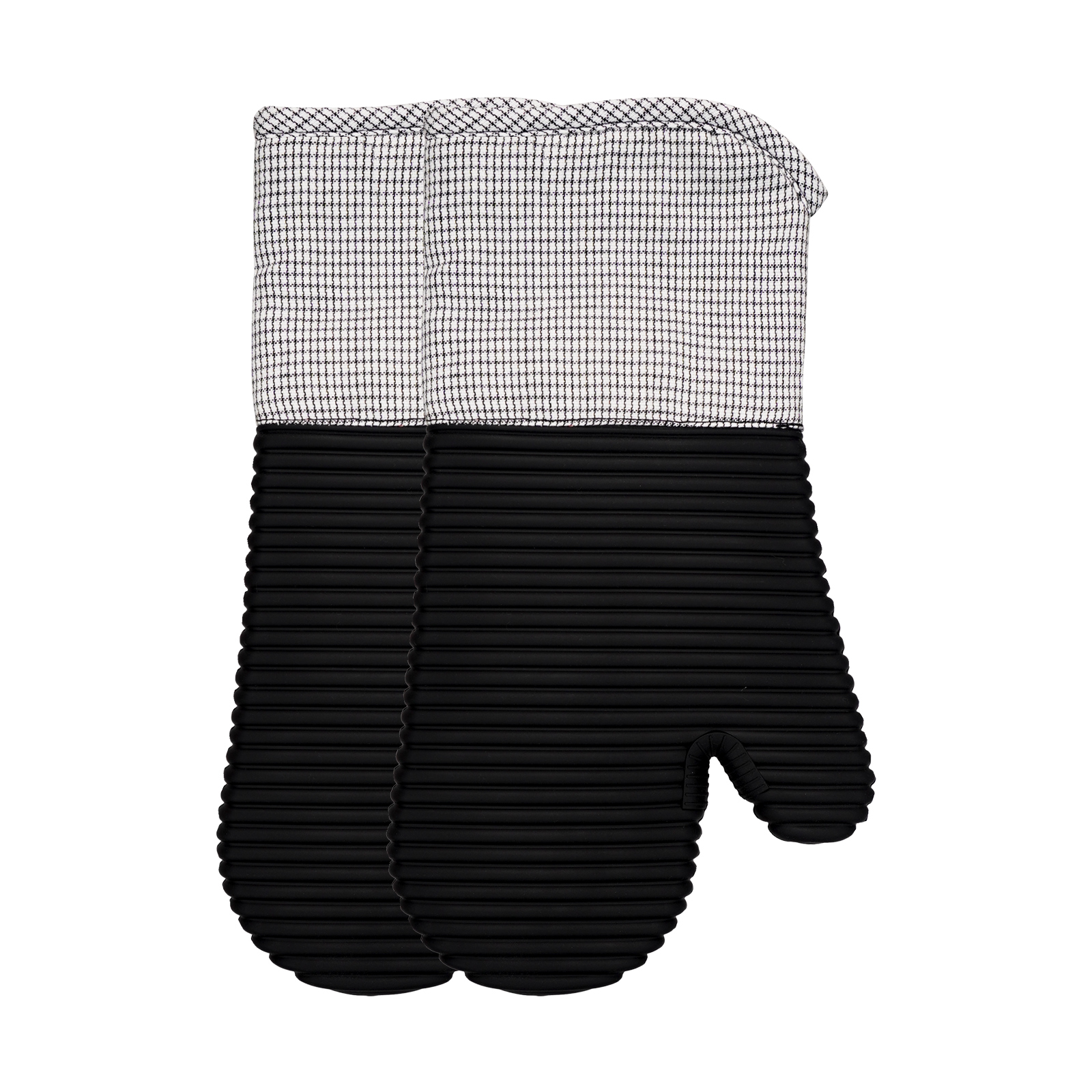Black Silicone Oven Mitt – Heat Resistant, Non-Slip, Cotton Lined Kitchen Glove