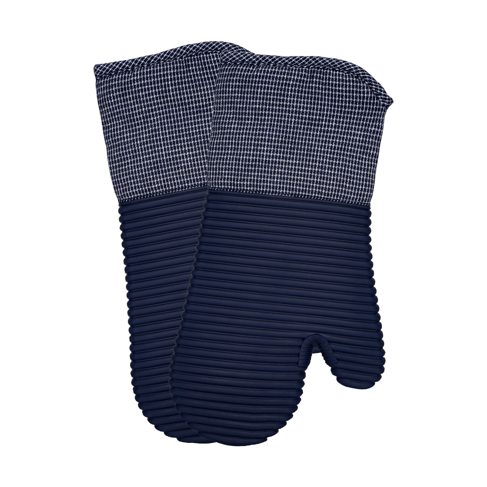 2-Pack Navy Blue Silicone Oven Mitts – Heat Resistant, Non-Slip, Cotton Lined Kitchen Gloves