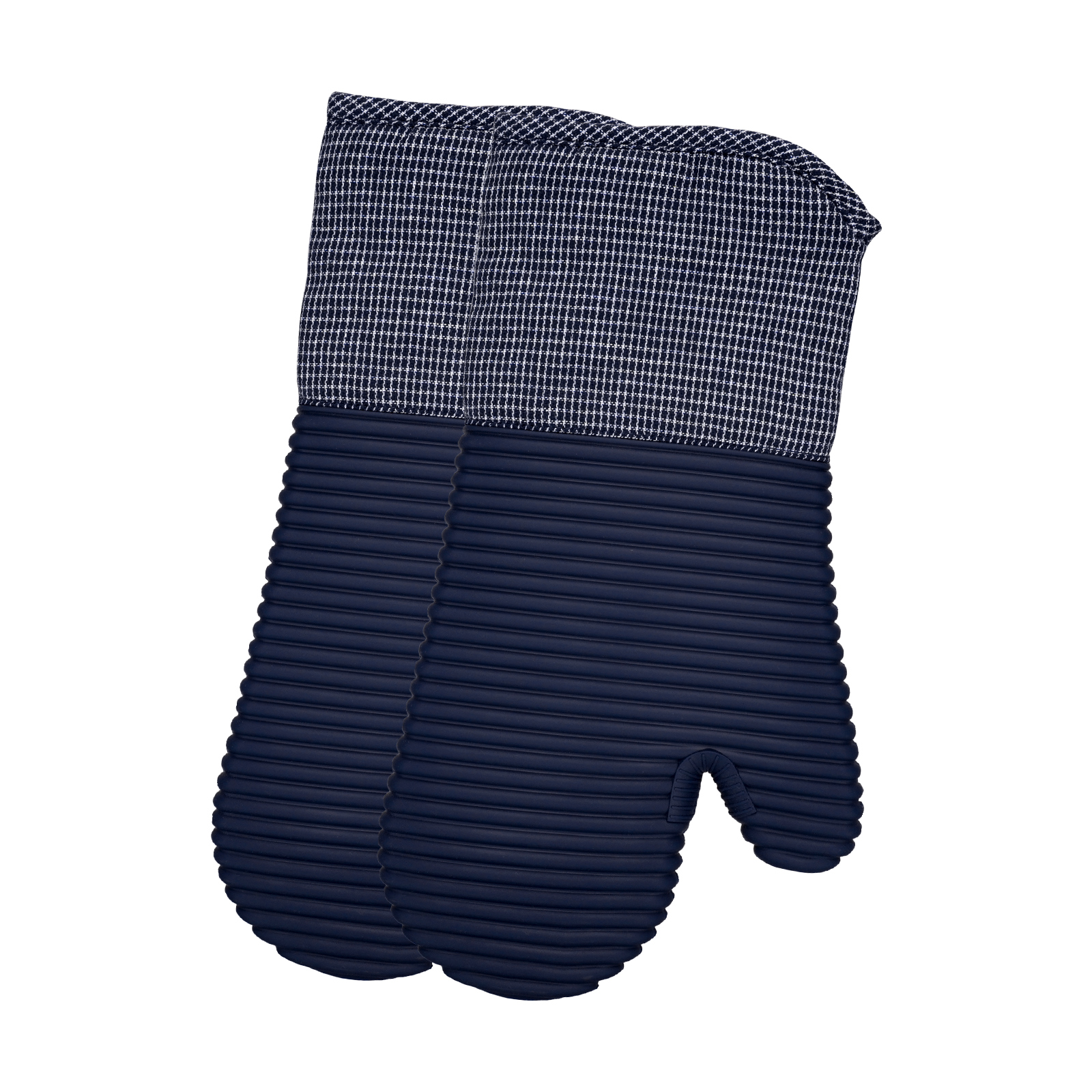 2-Pack Navy Blue Silicone Oven Mitts – Heat Resistant, Non-Slip, Cotton Lined Kitchen Gloves
