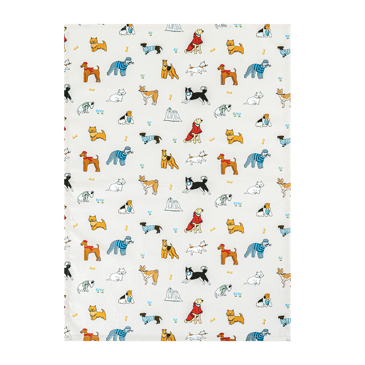 Happy Dog Print Tea Towel in 100% Cotton Twill