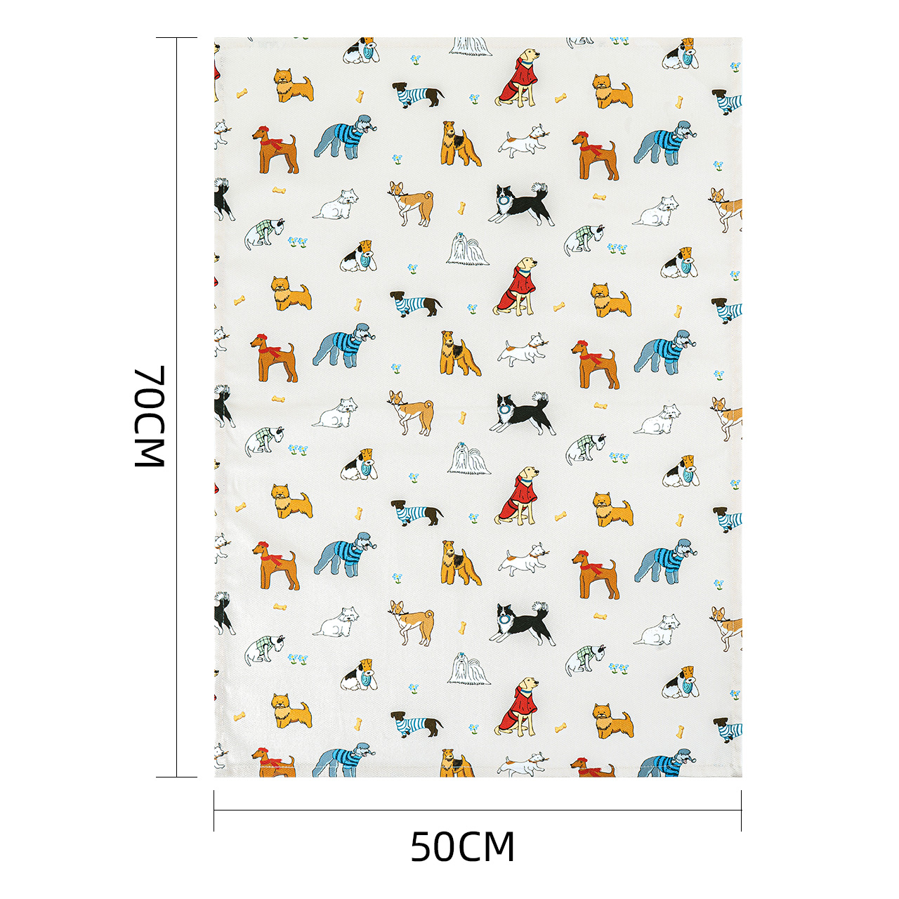 Happy Dog Print Tea Towel in 100% Cotton Twill