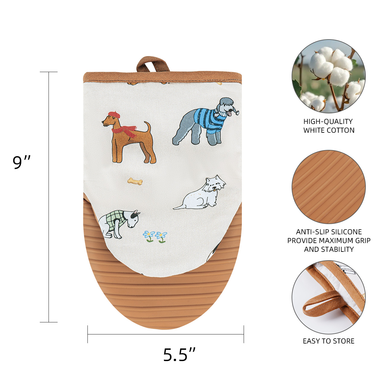 Silicone- Oven Mitts – Cotton Twill, Heat-Safe