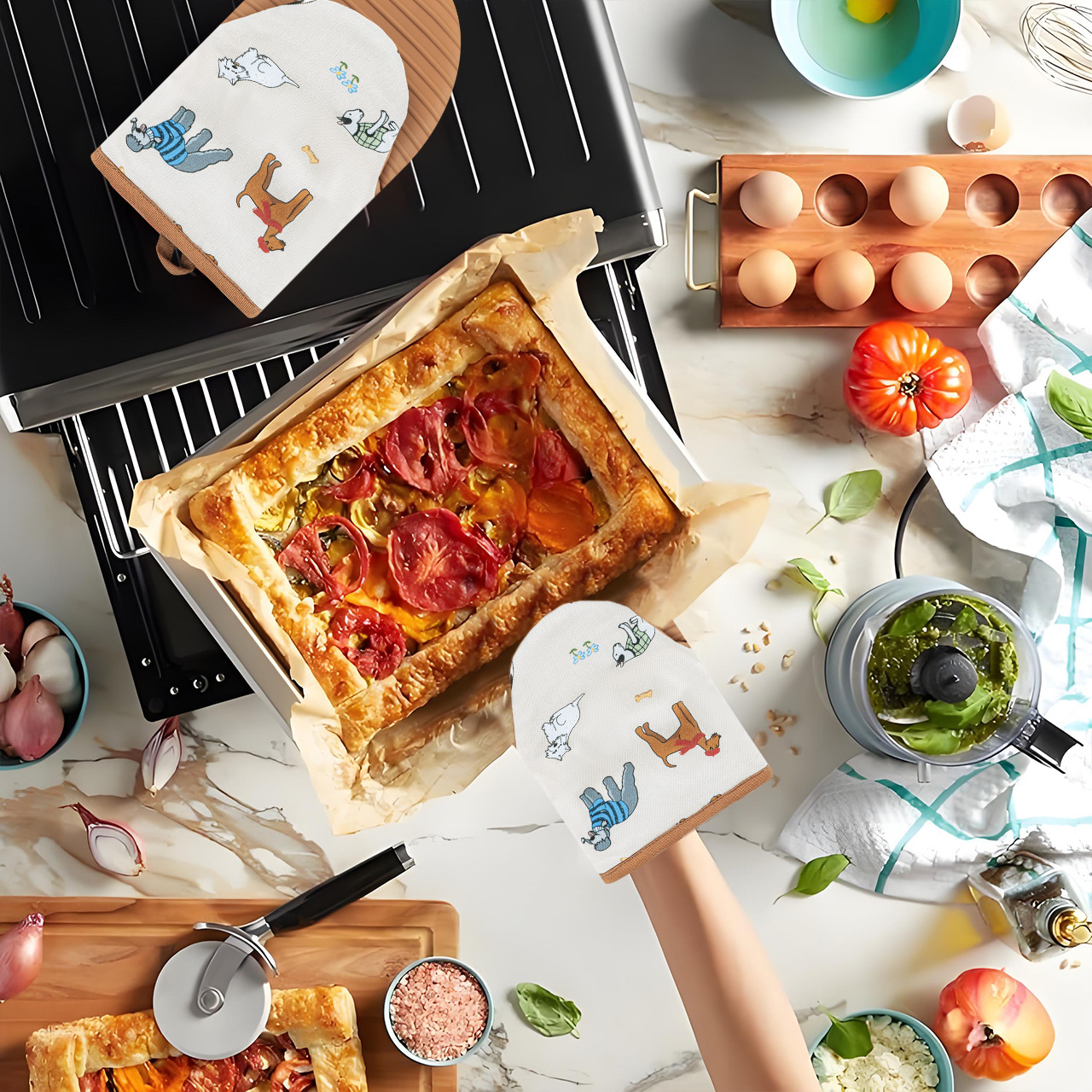 Silicone- Oven Mitts – Cotton Twill, Heat-Safe