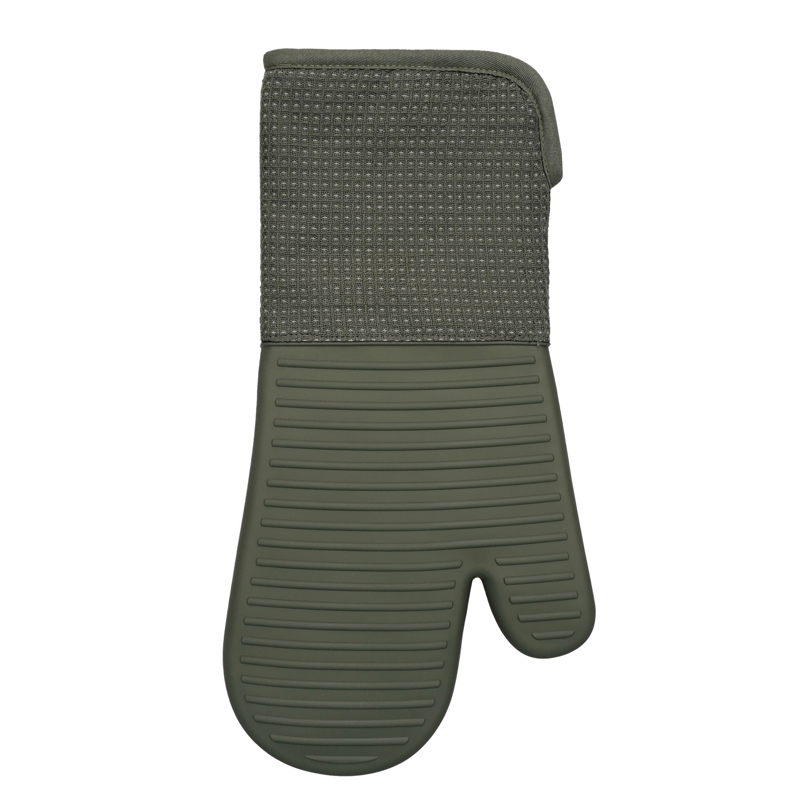 Army Green Silicone Oven Mitt – Waterproof, Heat Resistant, Non-Slip, Soft Lined Glove for Kitchen & BBQ