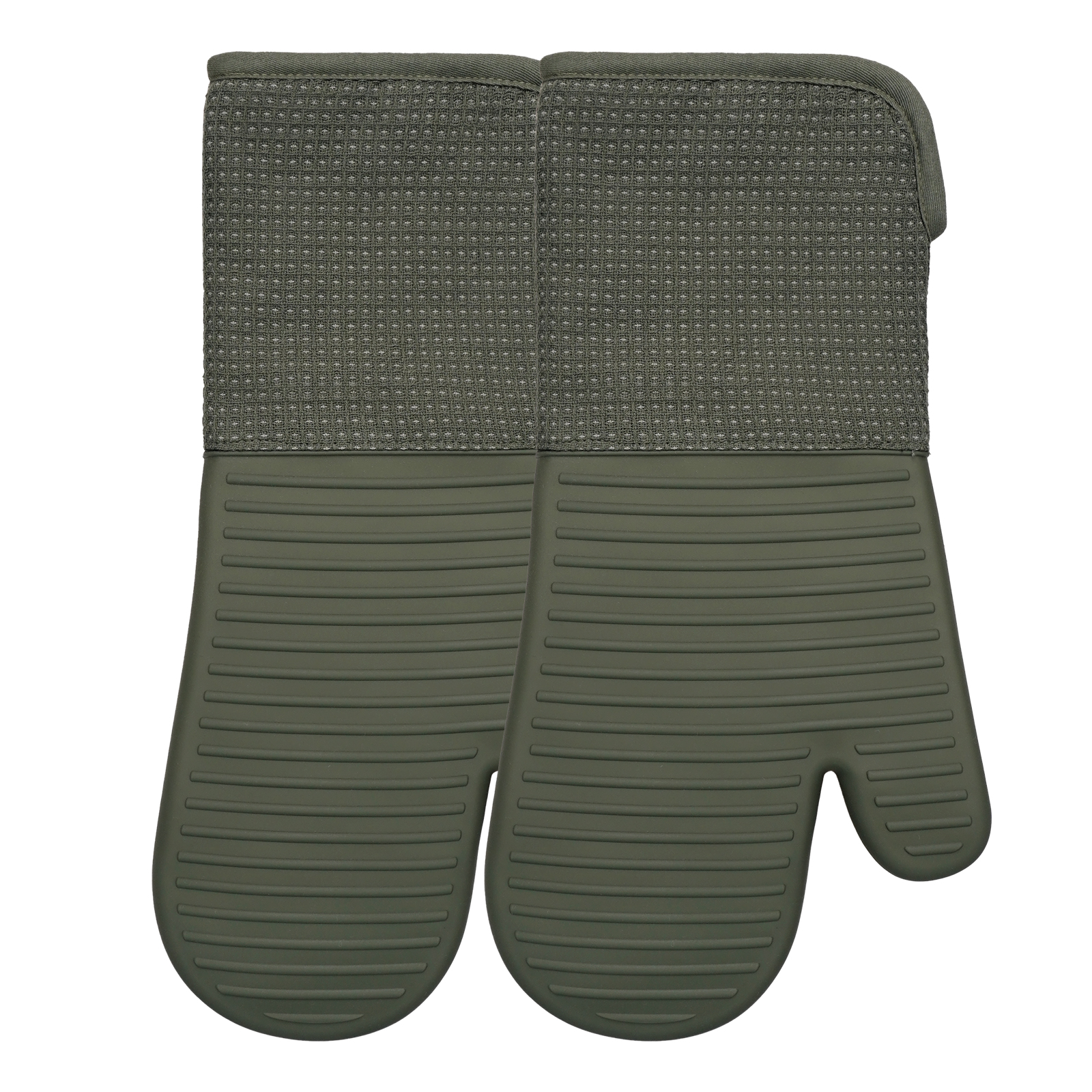 Army Green Silicone Oven Mitt – Waterproof, Heat Resistant, Non-Slip, Soft Lined Glove for Kitchen & BBQ