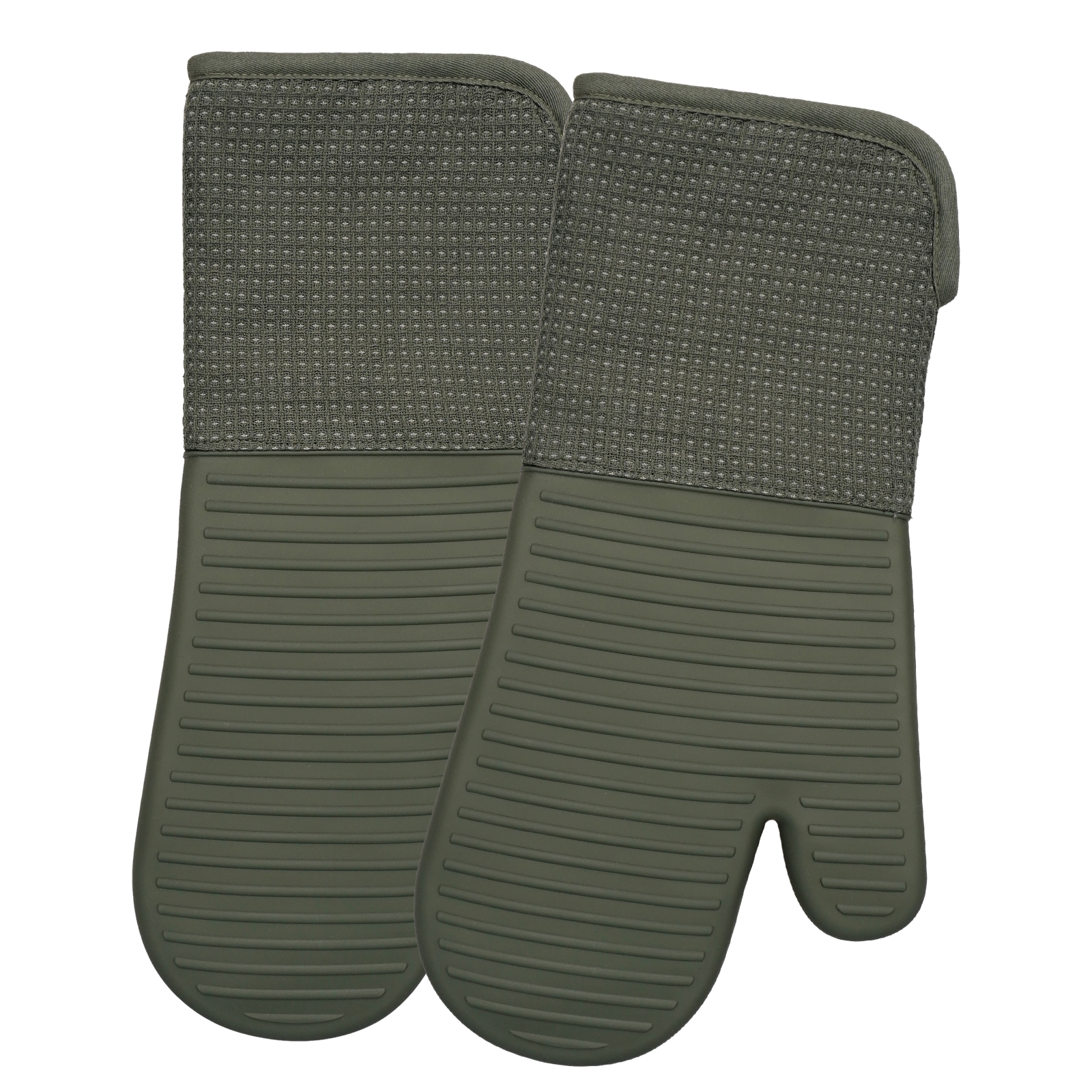 Army Green Silicone Oven Mitt – Waterproof, Heat Resistant, Non-Slip, Soft Lined Glove for Kitchen & BBQ