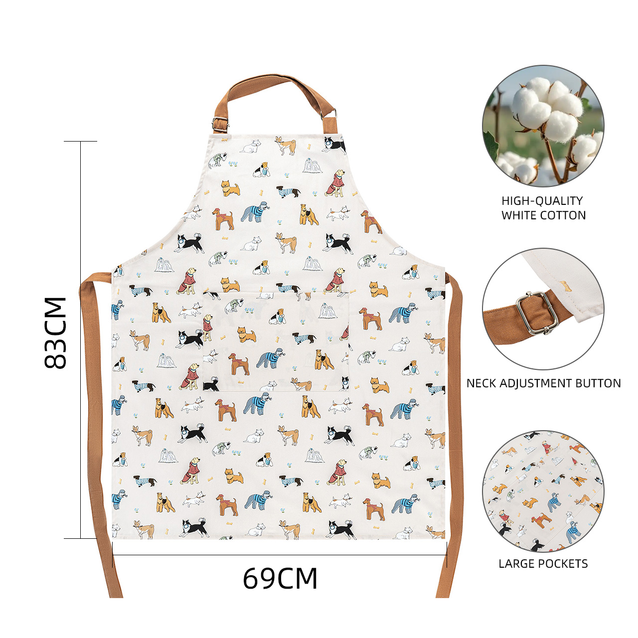 Adjustable Cotton Aprons with Pocket and Buckle Strap