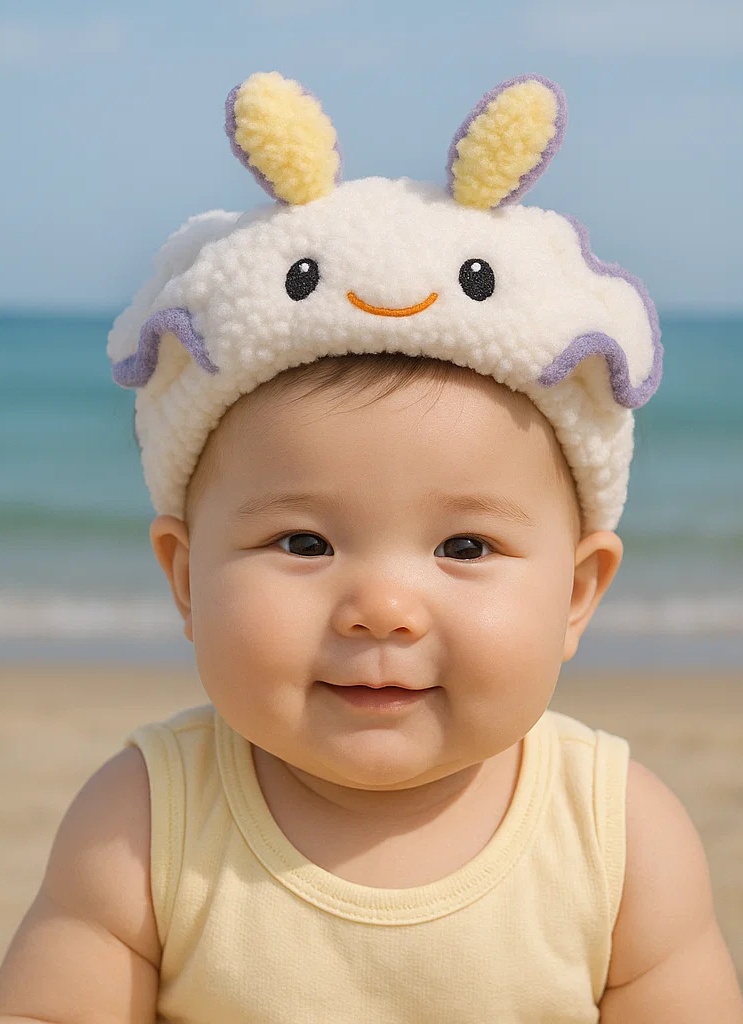 Bandeau bébé en peluche limace de mer – Design doux inspiré de l’océan