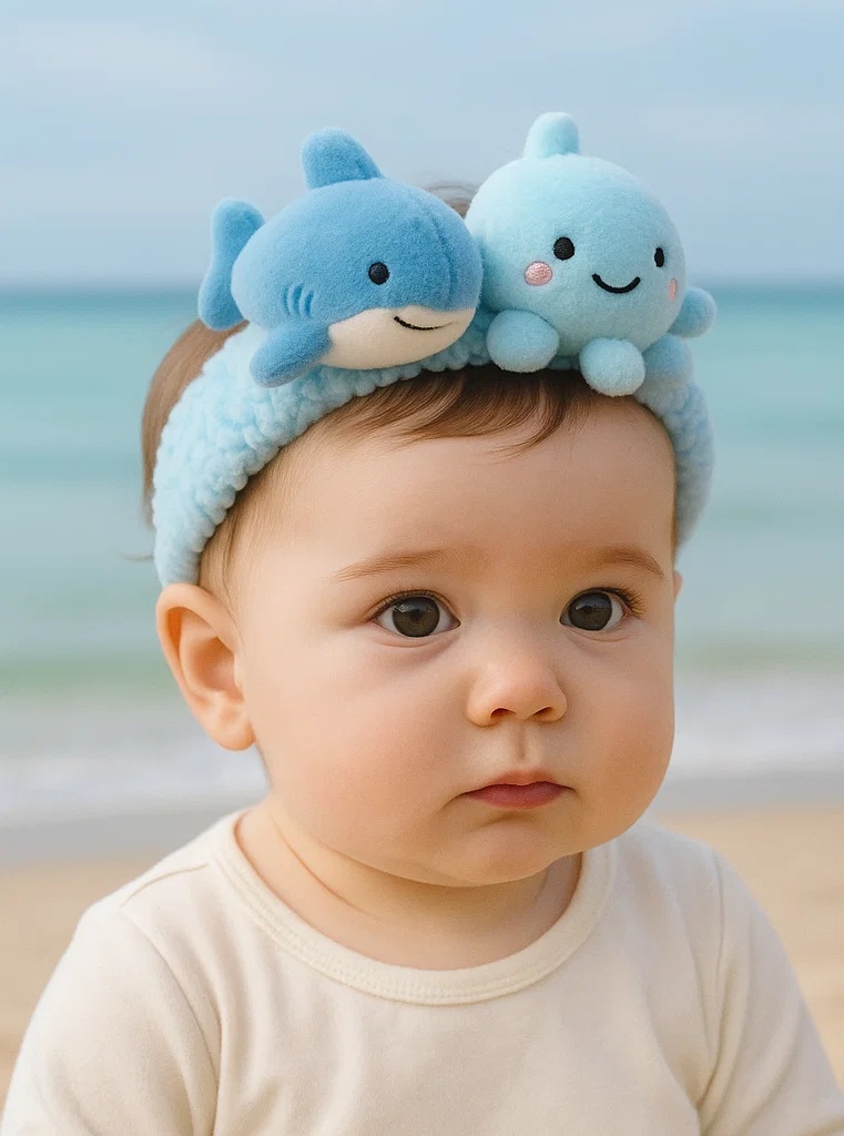 Dolphin & Octopus Baby Headband – Ocean Friends Plush Set