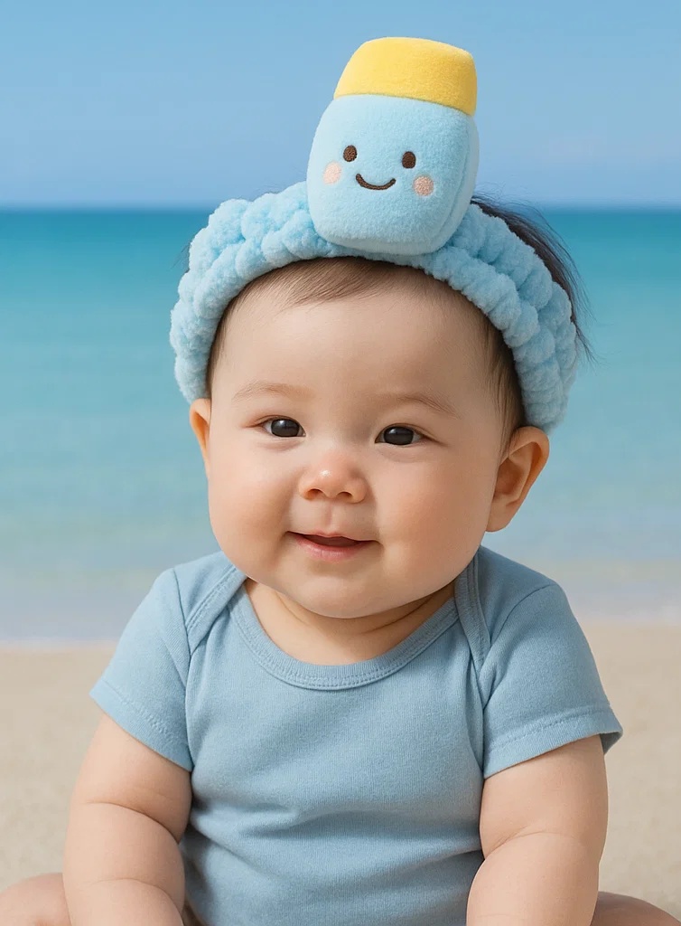Blue Baby Headband with SPF Bottle