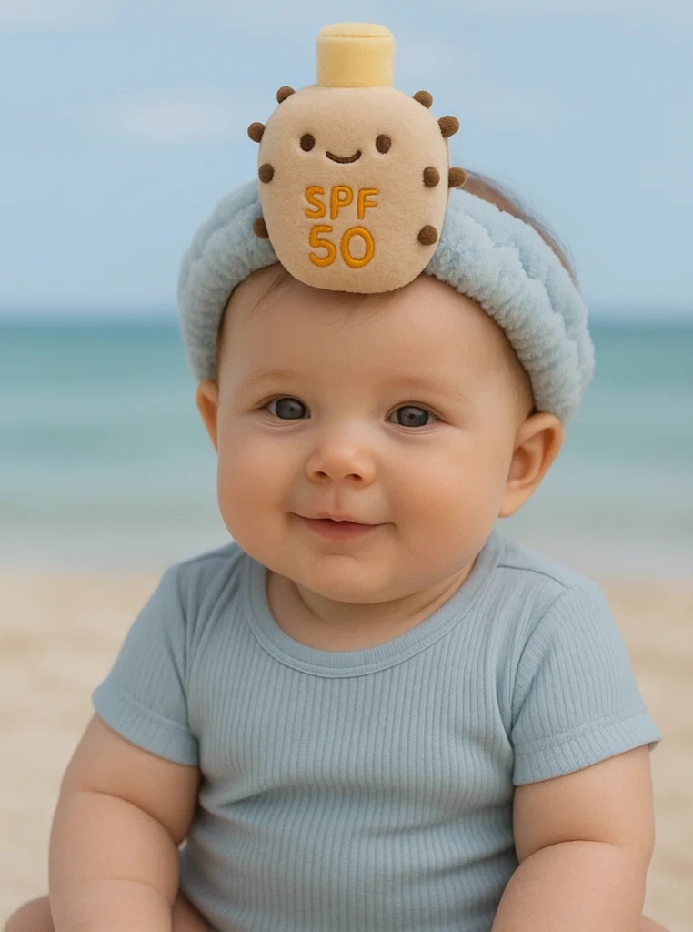 Cactus-Style SPF 50 Baby Headband with Plush Bottle