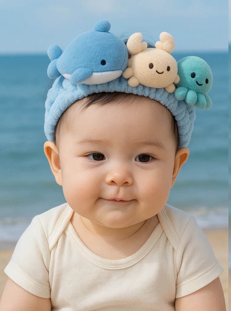 3-in-1 Dolphin, Crab & Octopus Baby Headband – Ocean Animal Trio