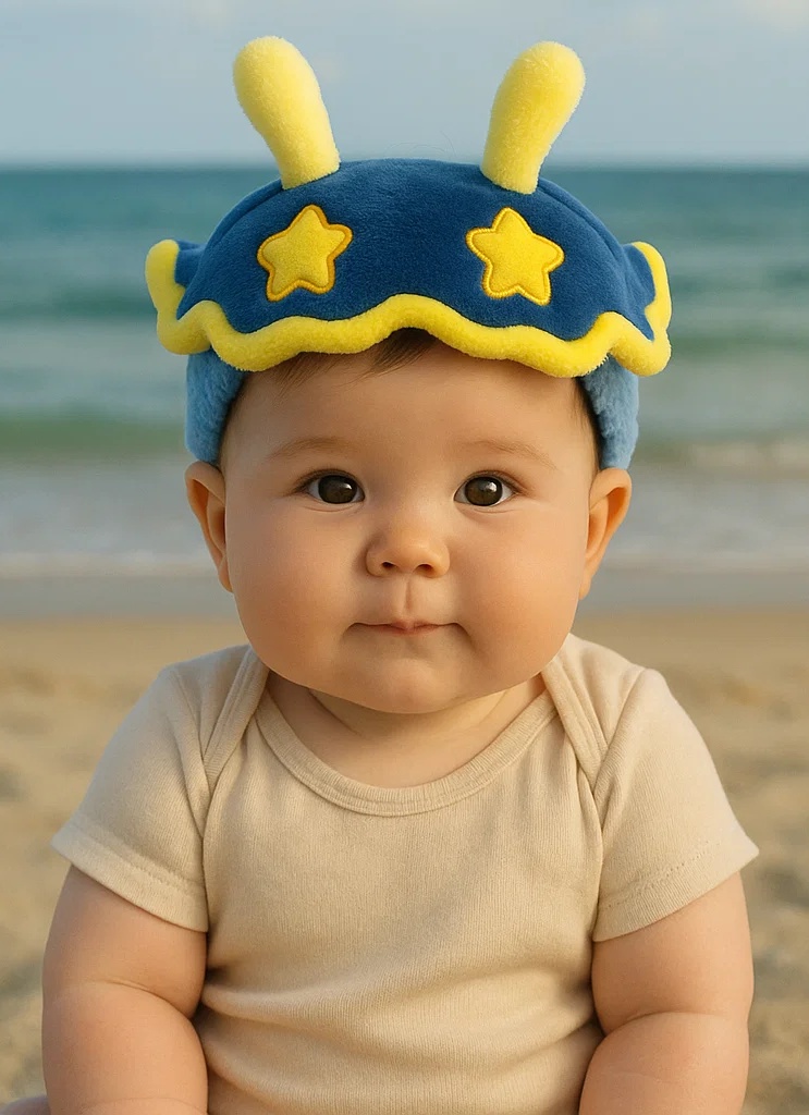 Navy Blue Star Sea Slug Plush Baby Headband – Deep Marine Style