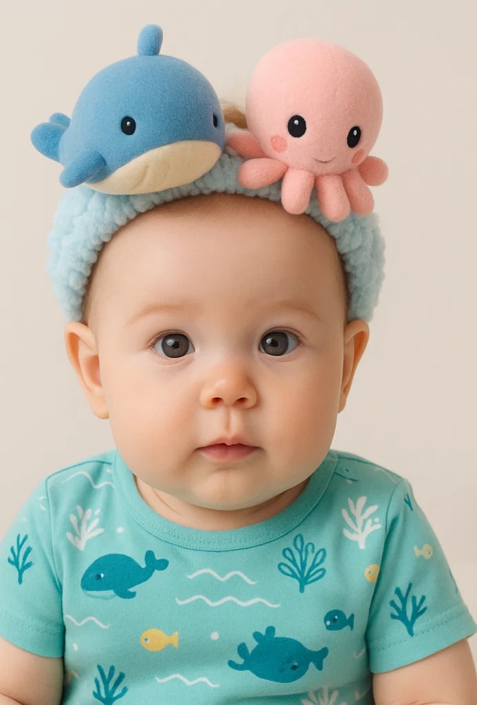 Lindo Bandô de Bebê com Polvo e Baleia - 0 a 3 anos
