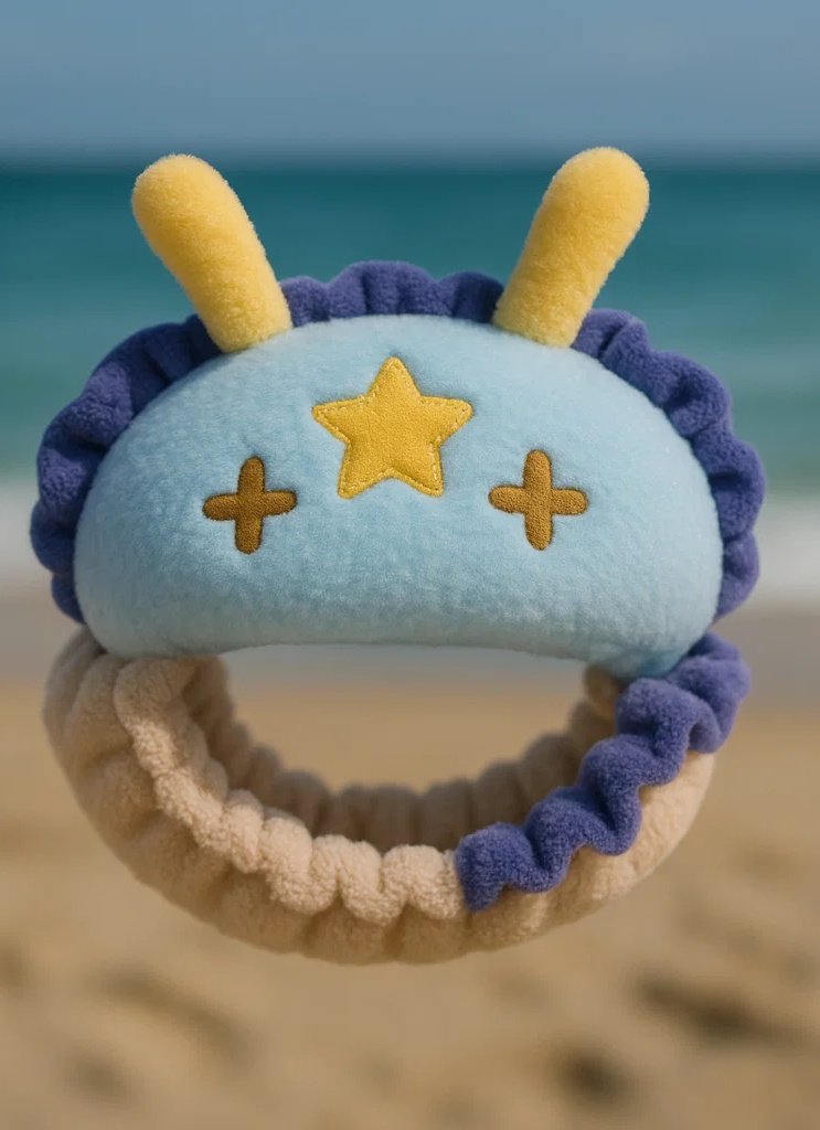 Light Blue Sea Slug Plush Baby Headband – Star Accent Ocean Style