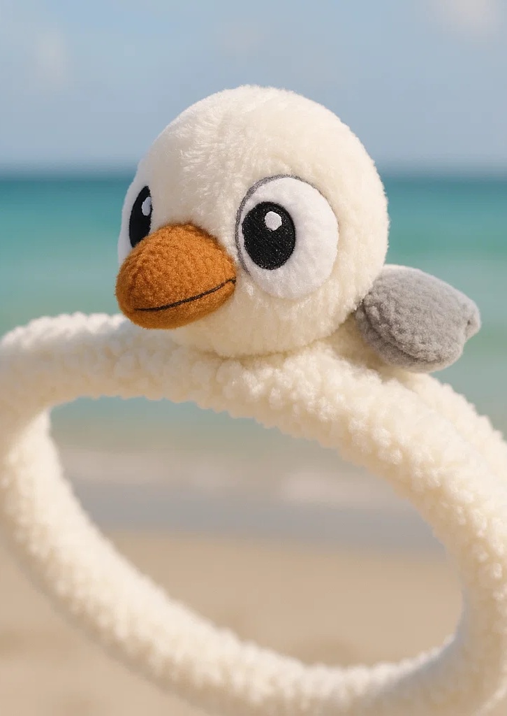 Diadema para bebé con gaviota de peluche