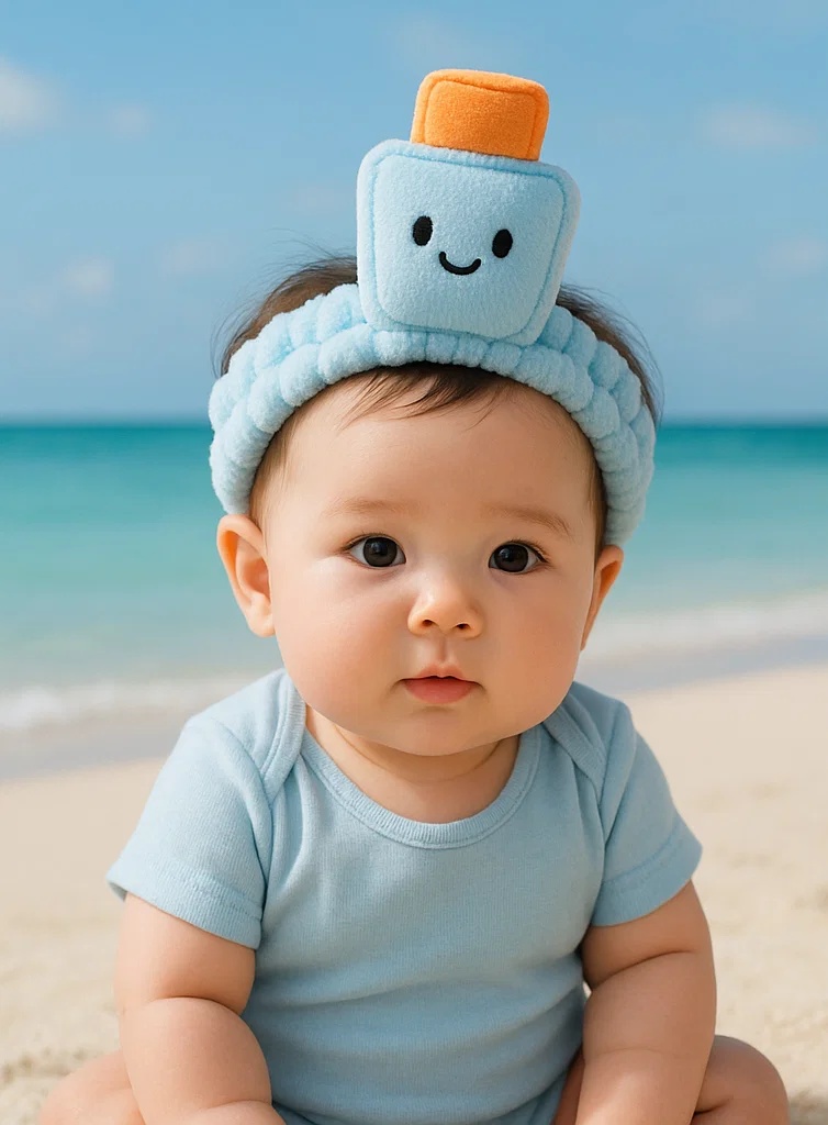 Sunscreen Bottle Plush Baby Headband – Summer Theme Cute Accessory