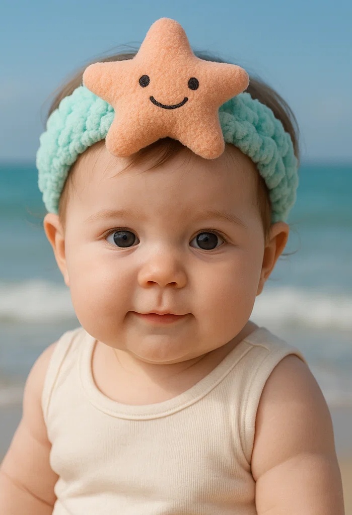 Starfish Plush Baby Headband - Coral Smile Marine Style