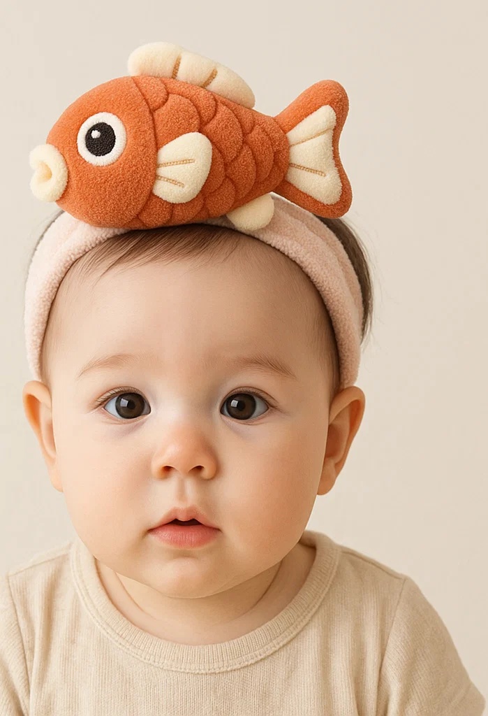 Baby Fish Headband - Adjustable Soft Plush Headwear for Infants