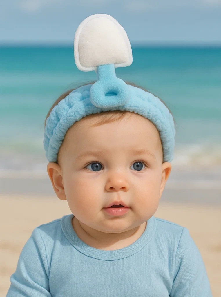 Blue Shovel Baby Headband – Beach Toy Plush Design