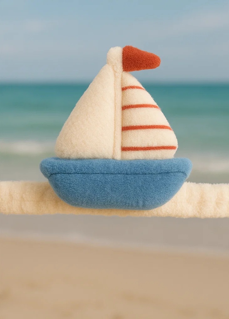 Blue & White Cute Sailboat SPF Bottle Baby Headband – White Version