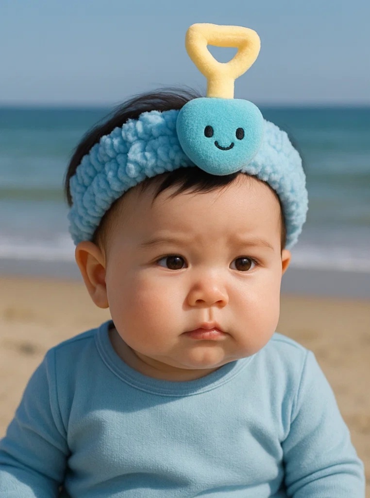 Yellow Shovel Heart Baby Headband – Cute Beach Toy Style