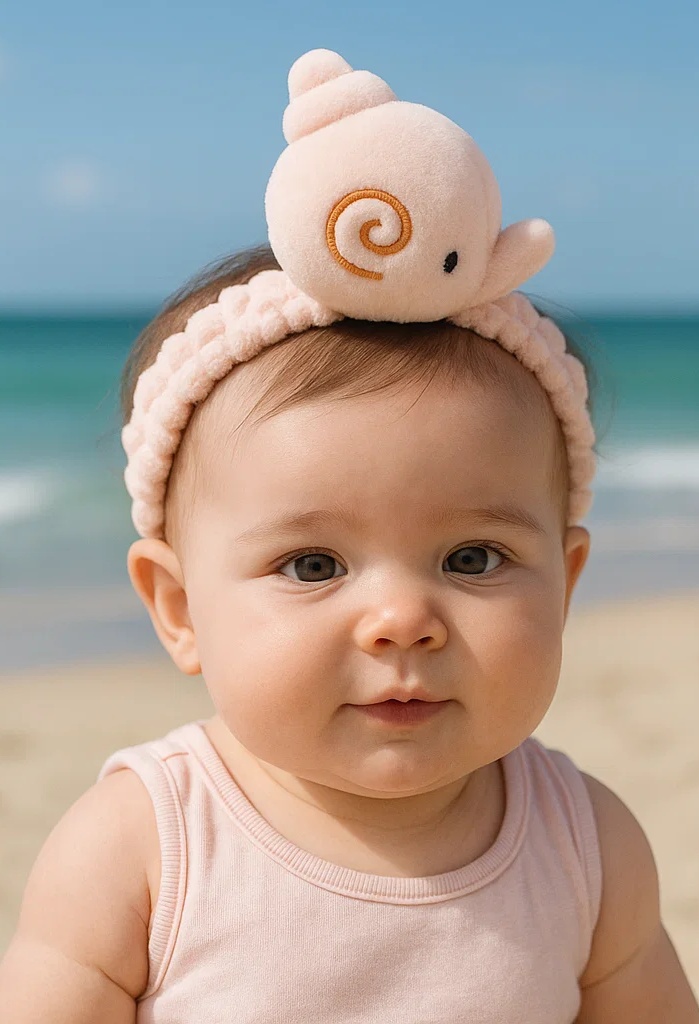 Blush Pink Sea Snail Plush Baby Headband - Cute Ocean Accent