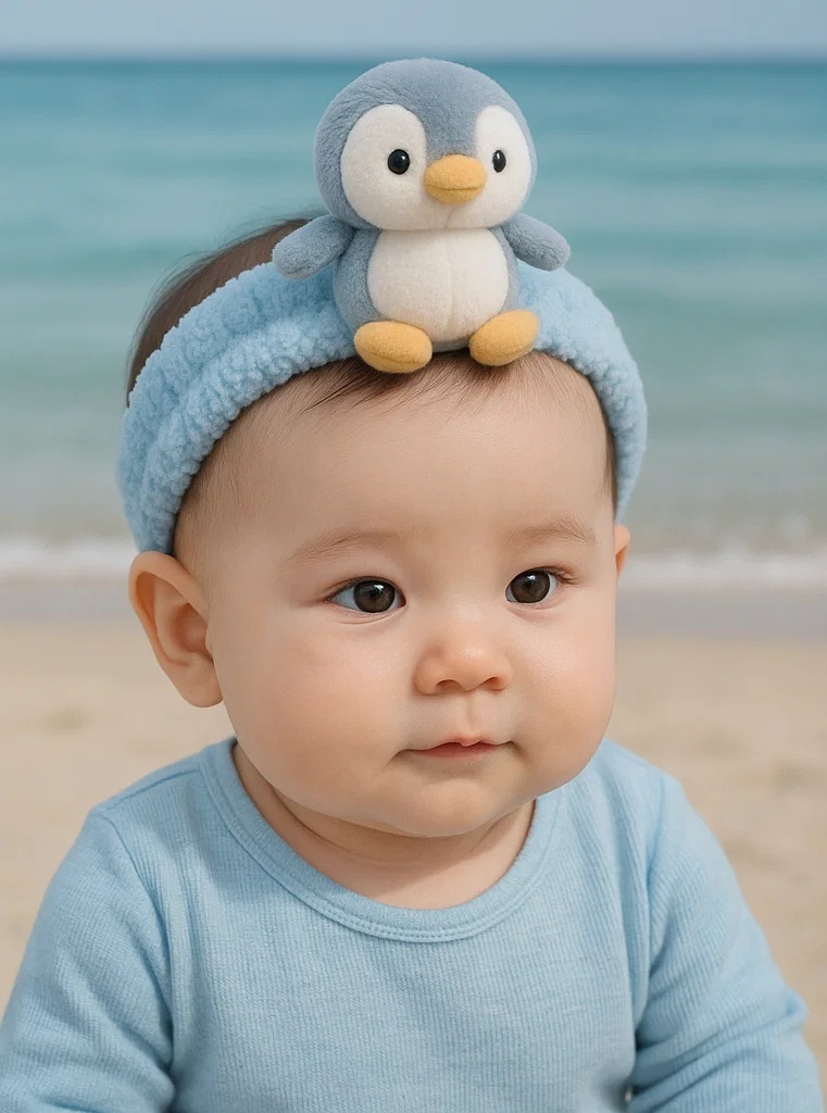 Penguin Plush Baby Headband – Arctic Charm and Soft Comfort