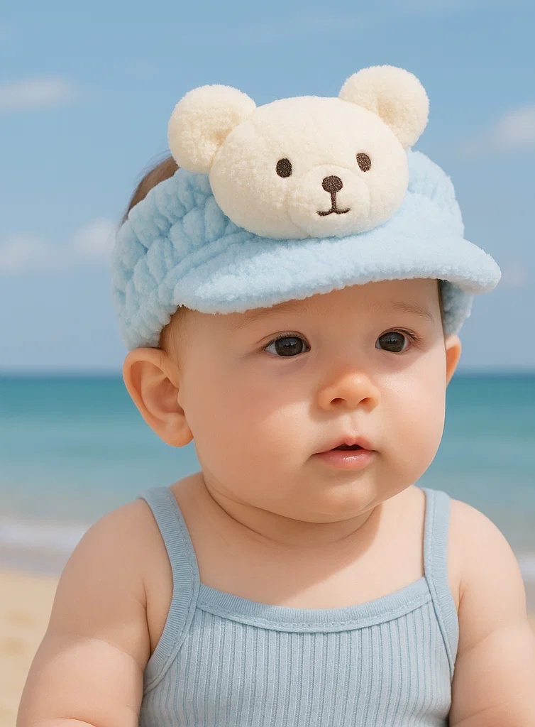Bear Sun Visor Baby Headband – Plush Animal with Bill Design