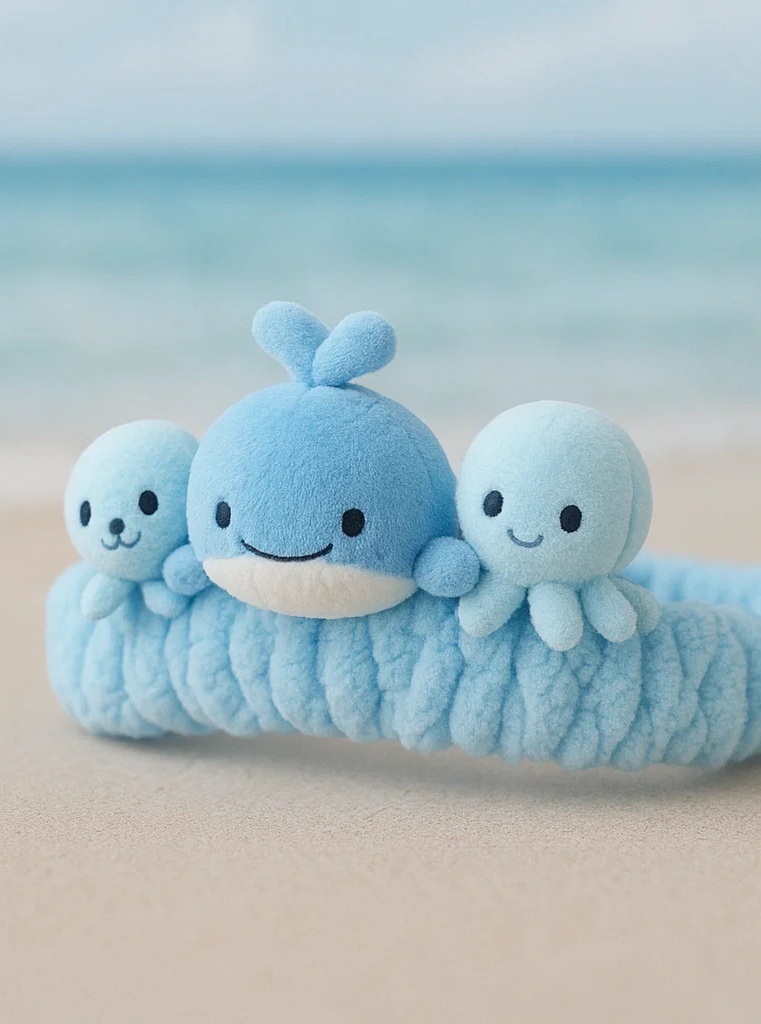 Ocean Trio Plush Baby Headband – Whale, Seal & Octopus Characters