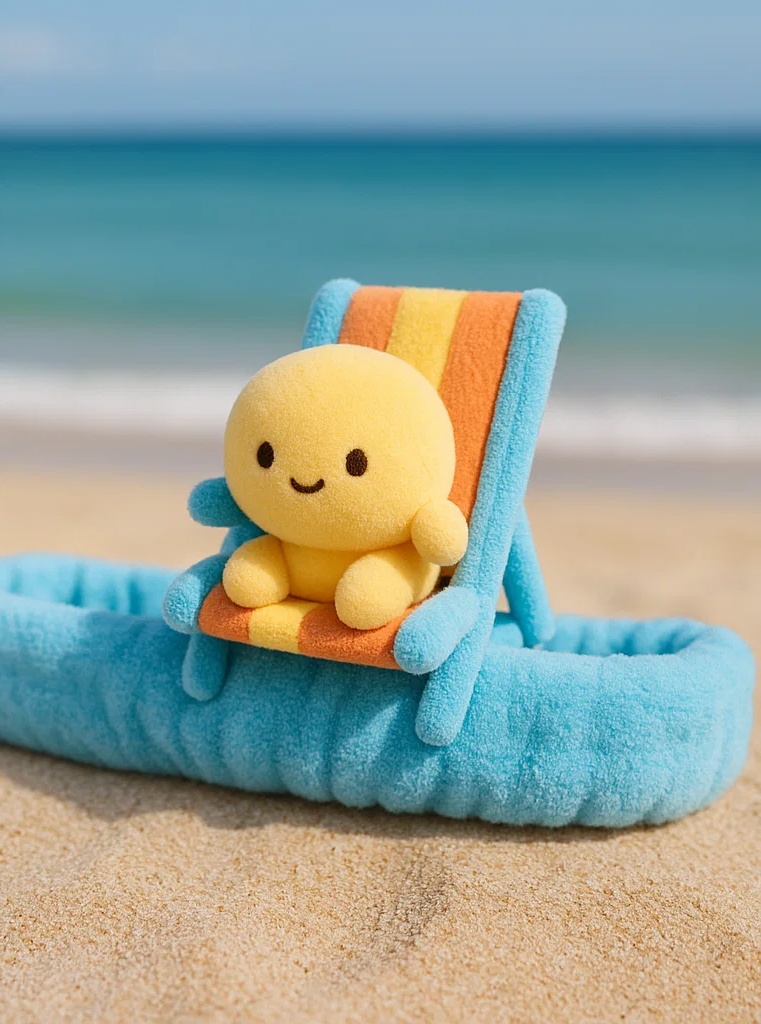 Yellow Sun Plush Lounger Baby Headband – Summer Beach Theme