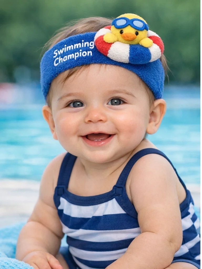 Swimming Champion Baby Headband with Duck Design