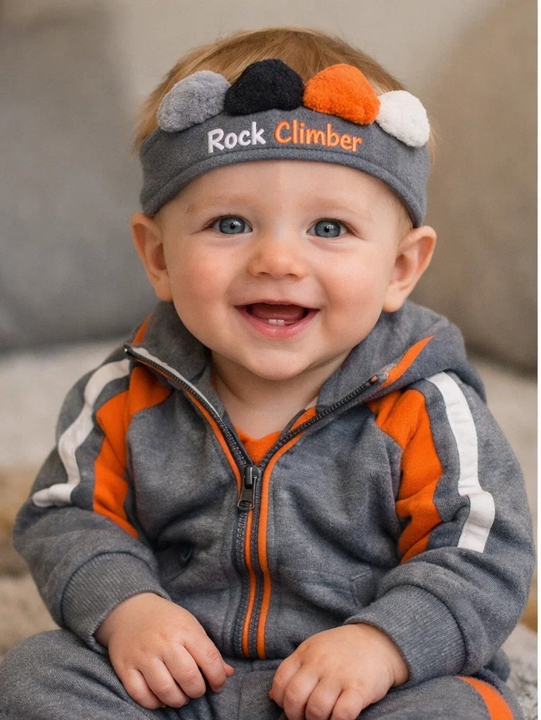 Rock Climber Baby Headband with Climbing Gear