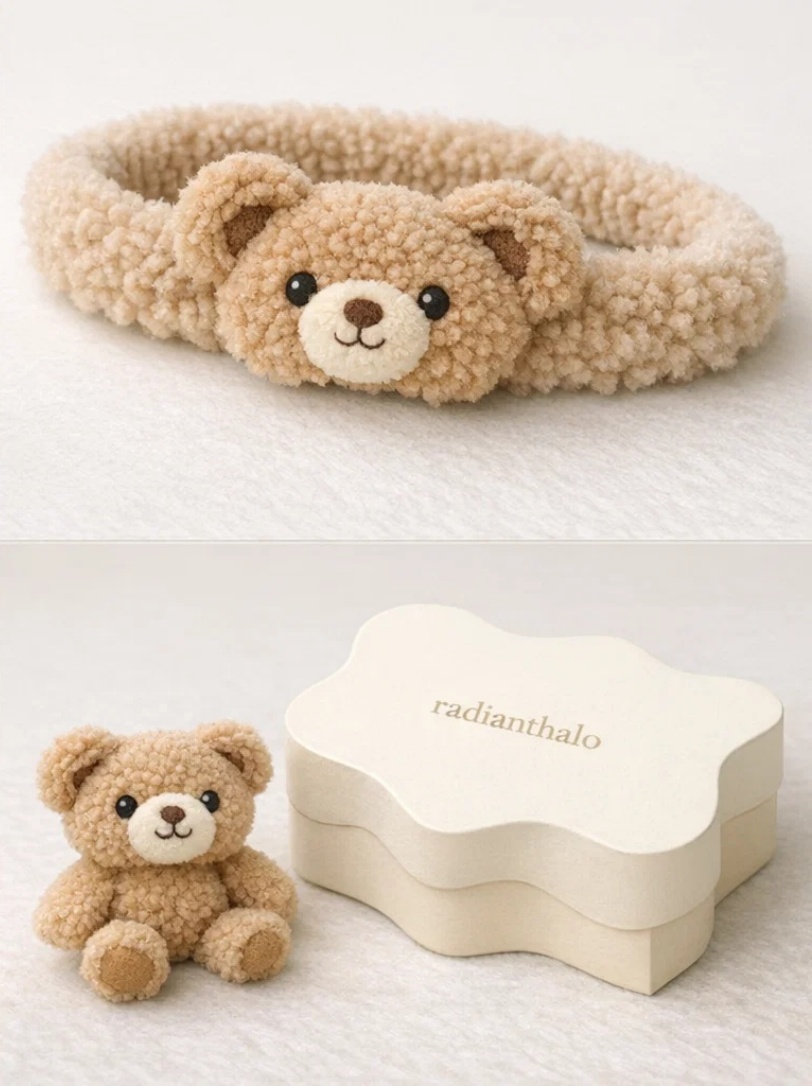 Cute Bear Baby Headband with Soft Plush Material