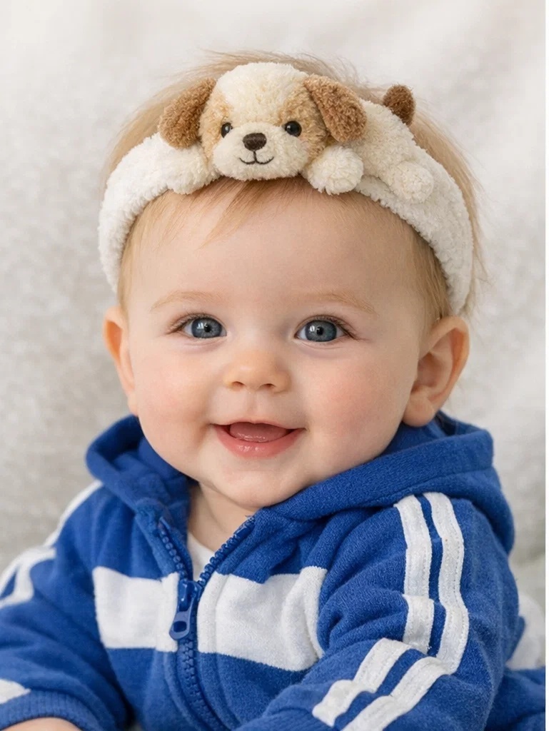 Plush Dog Baby Headband for Adorable Photoshoots