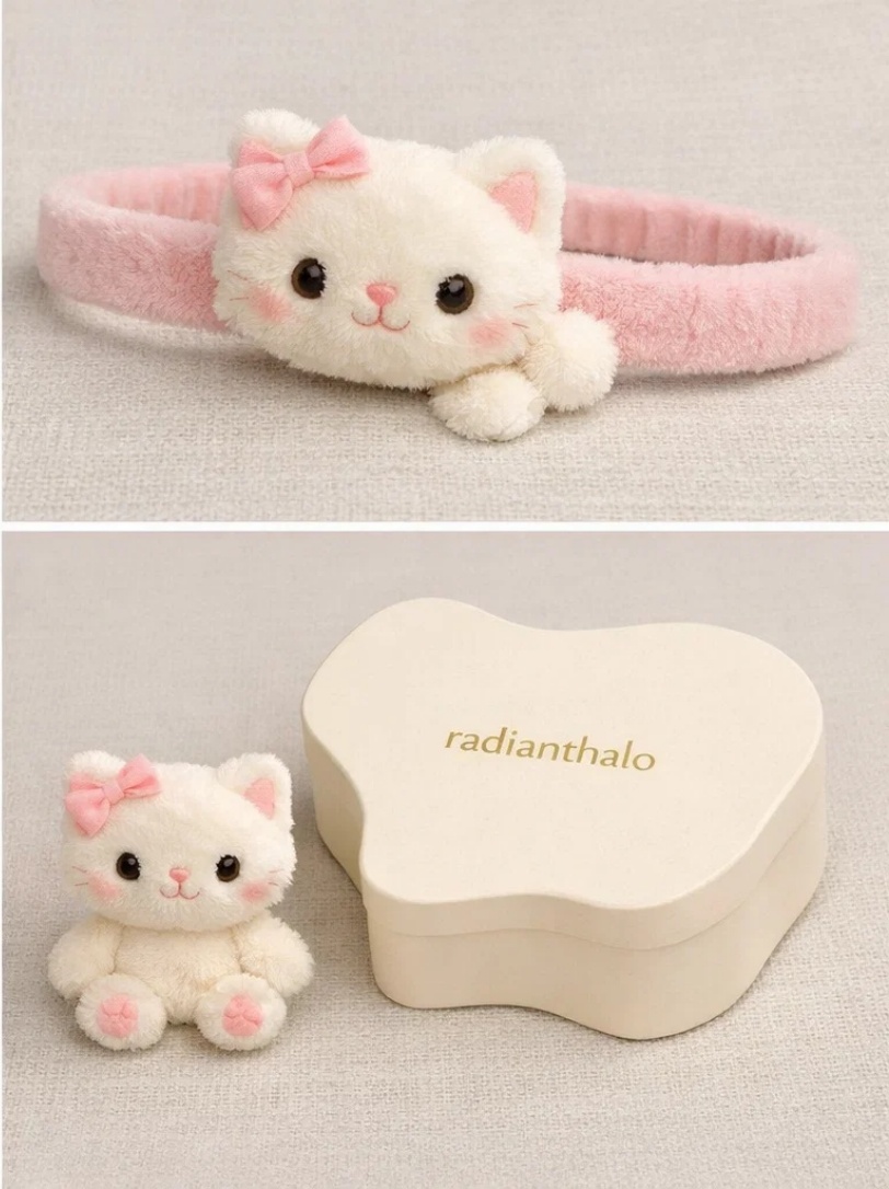 Kitten Baby Headband with Cute Pink Cat Design