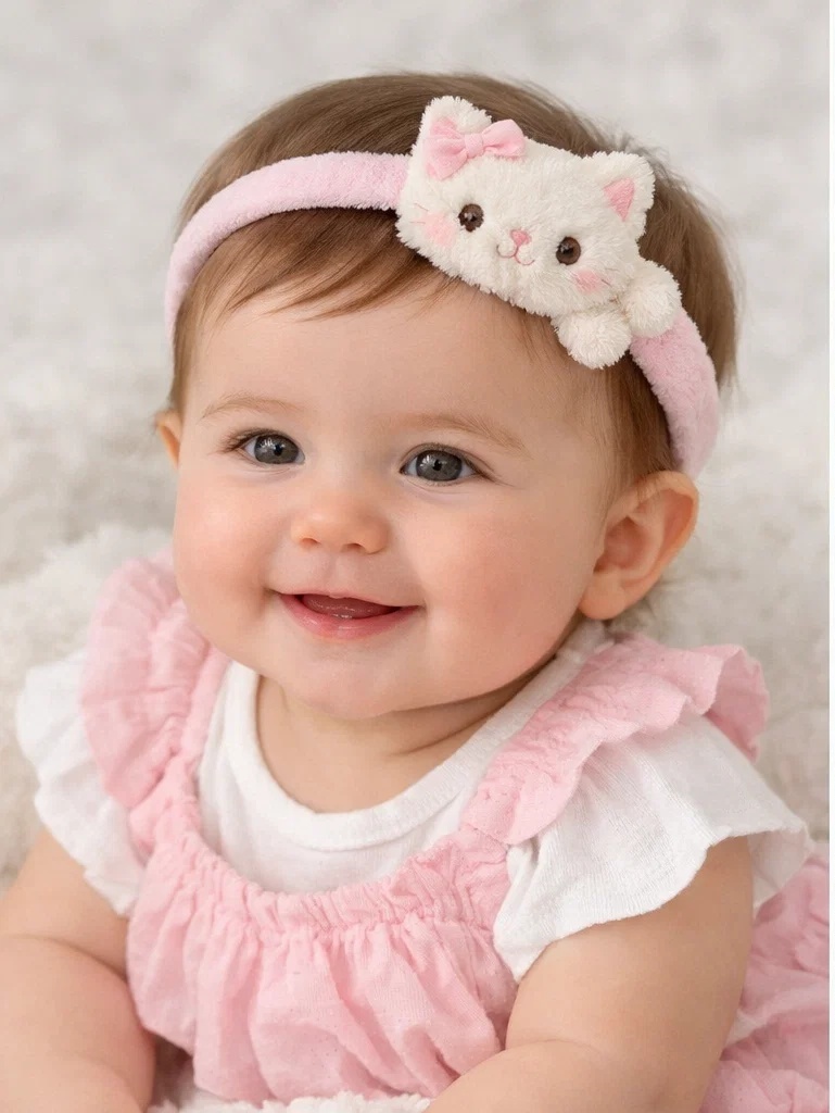 Kitten Baby Headband with Cute Pink Cat Design