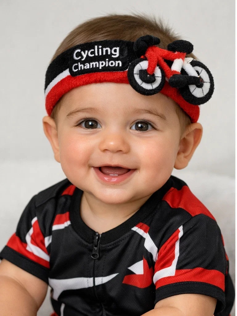 Cycling Champion Baby Headband with Bike Design