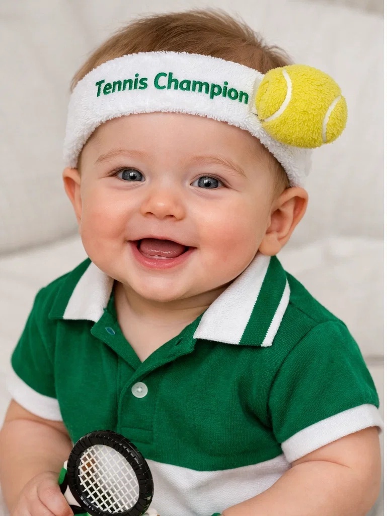 Tennis Champion Baby Headband with Tennis Ball Accent